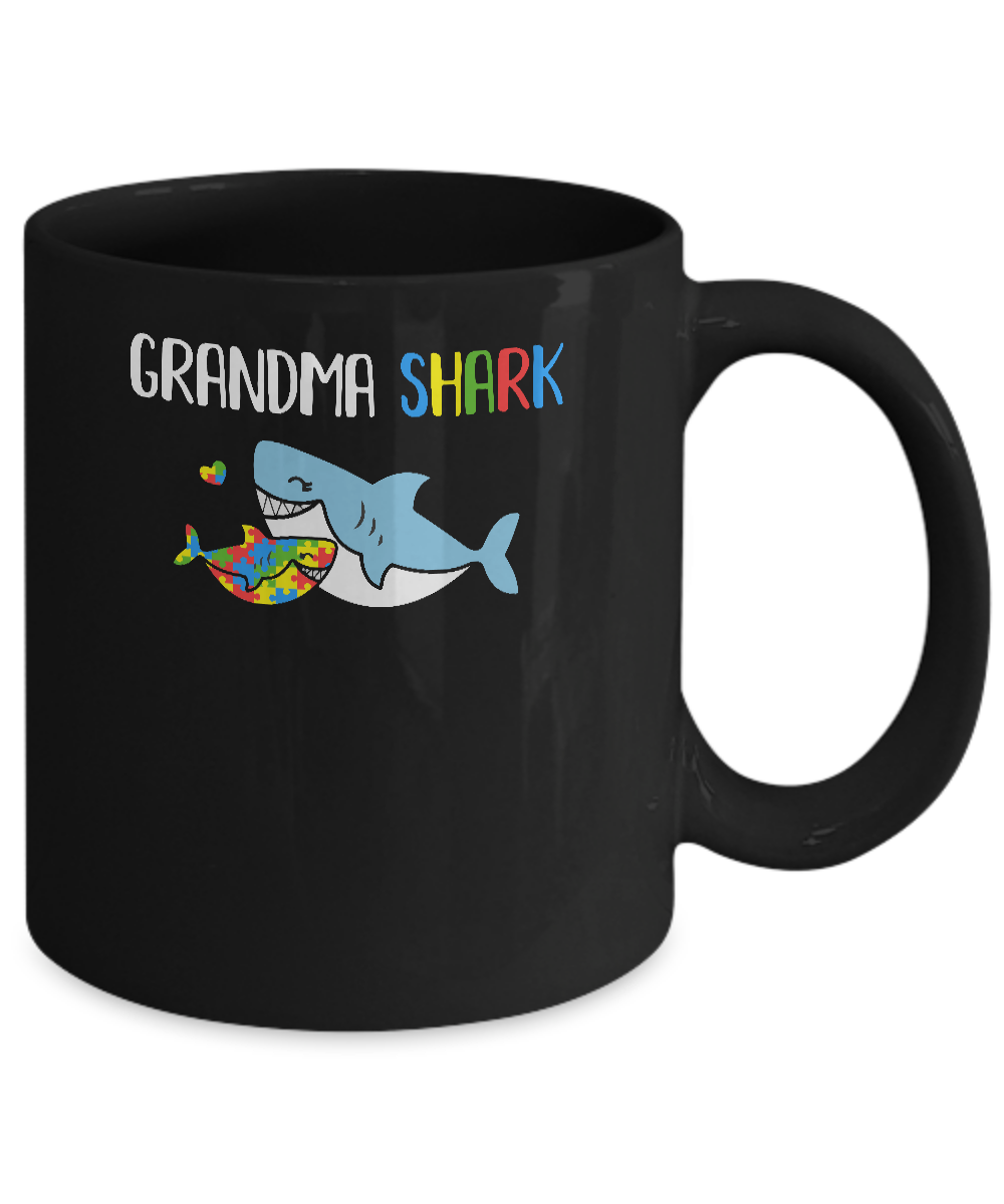 Grandma Shark Support Autism Awareness For Grandchild Mug-Coffee Mug-11oz Mug-Black