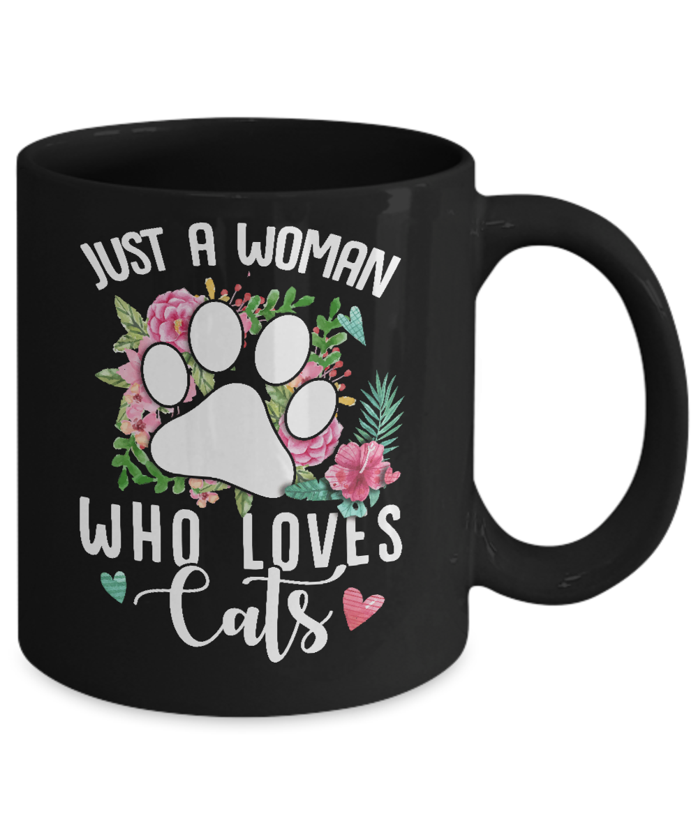 Just A Woman Who Loves Cats Mug-Coffee Mug-11oz Mug-Black
