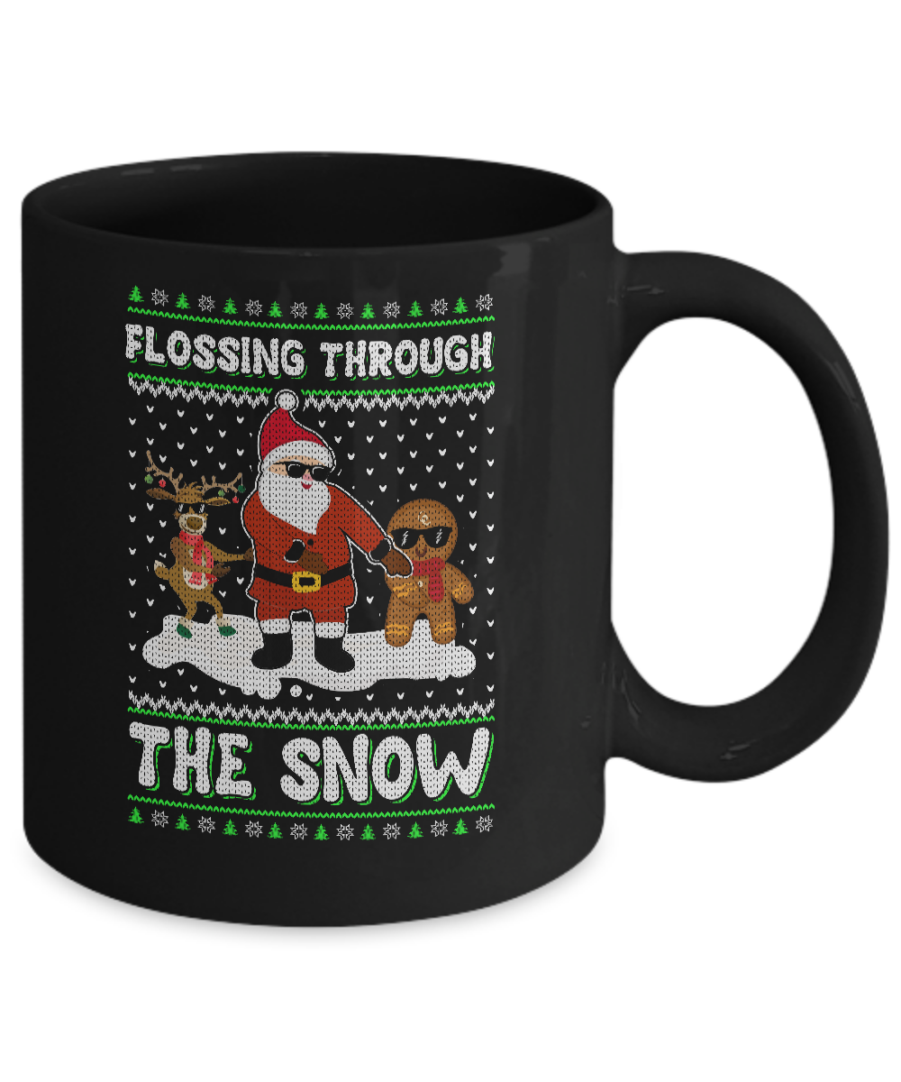 Flossing Through The Snow Santa Ugly Christmas Sweater Mug-Coffee Mug-11oz Mug-Black