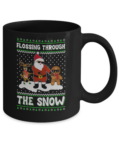Flossing Through The Snow Santa Ugly Christmas Sweater Mug-Coffee Mug-11oz Mug-Black