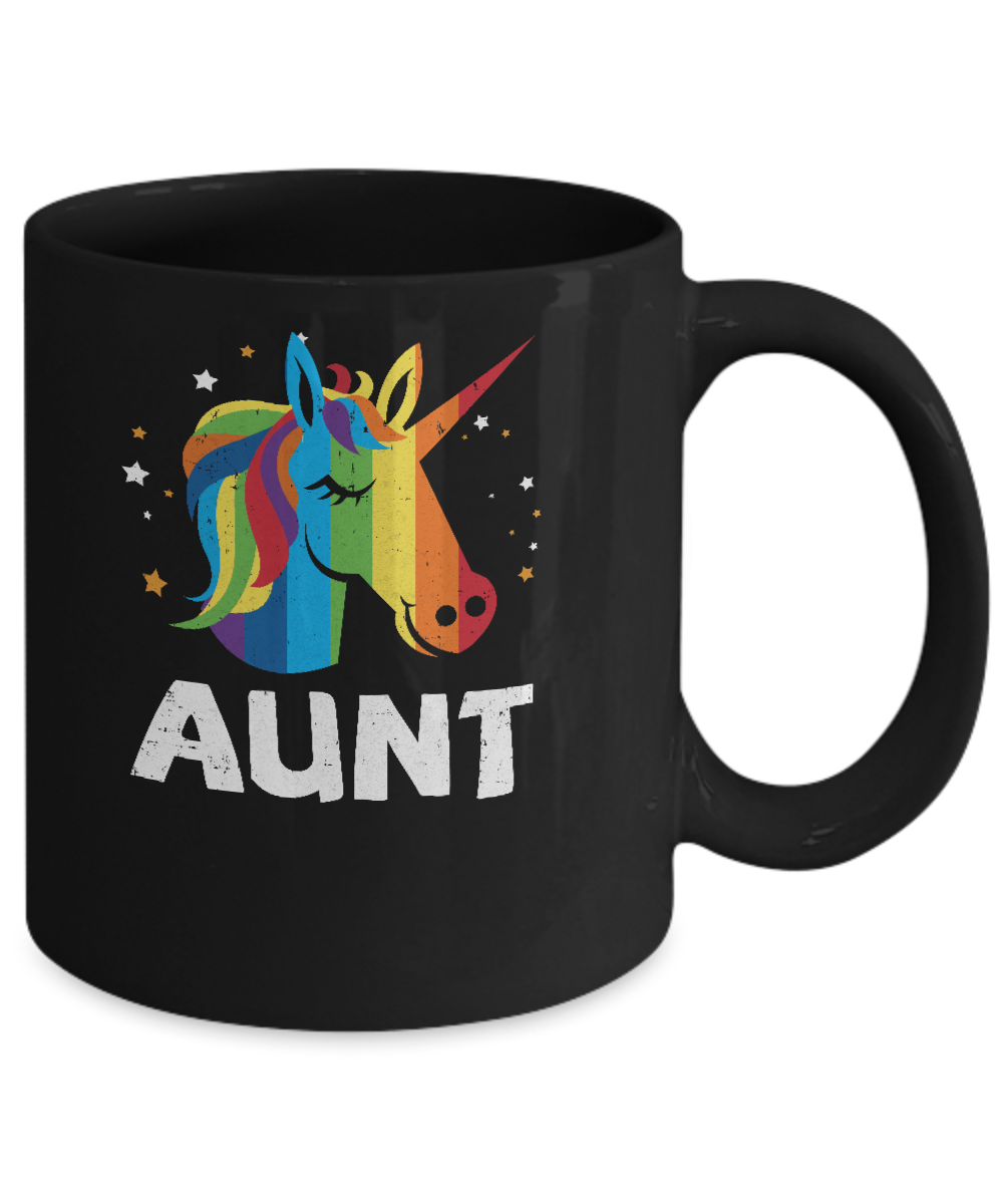 LGBT Pride Lesbian Gay Proud Aunt Unicorn Mug-Coffee Mug-11oz Mug-Black