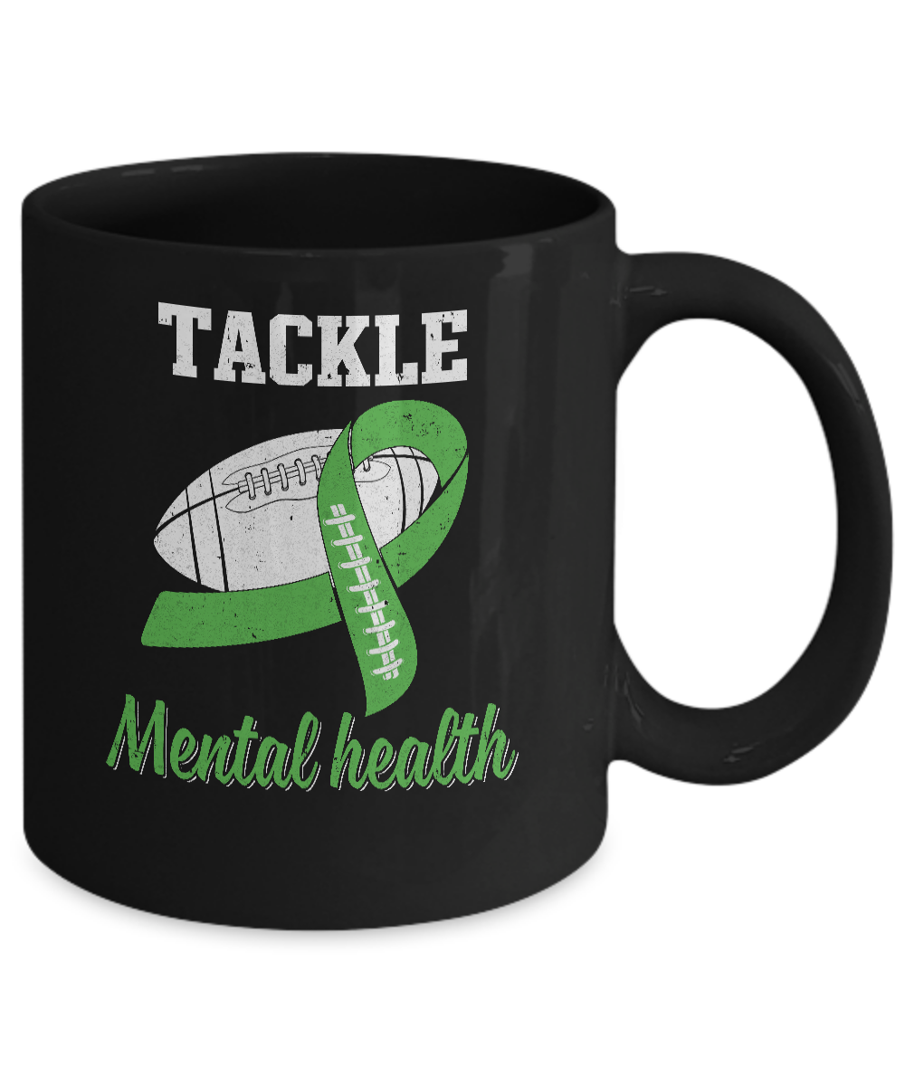 Football Survivor Tackle Green Mental Health Awareness Mug-Coffee Mug-11oz Mug-Black