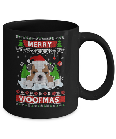 Bulldog Merry Woofmas Ugly Christmas Sweater Mug-Coffee Mug-11oz Mug-Black