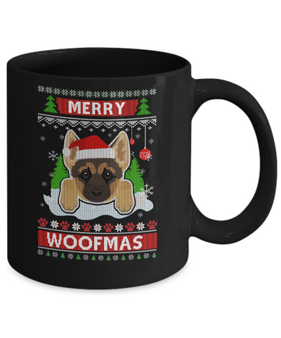 German Shepherd Merry Woofmas Ugly Christmas Sweater Mug-Coffee Mug-11oz Mug-Black