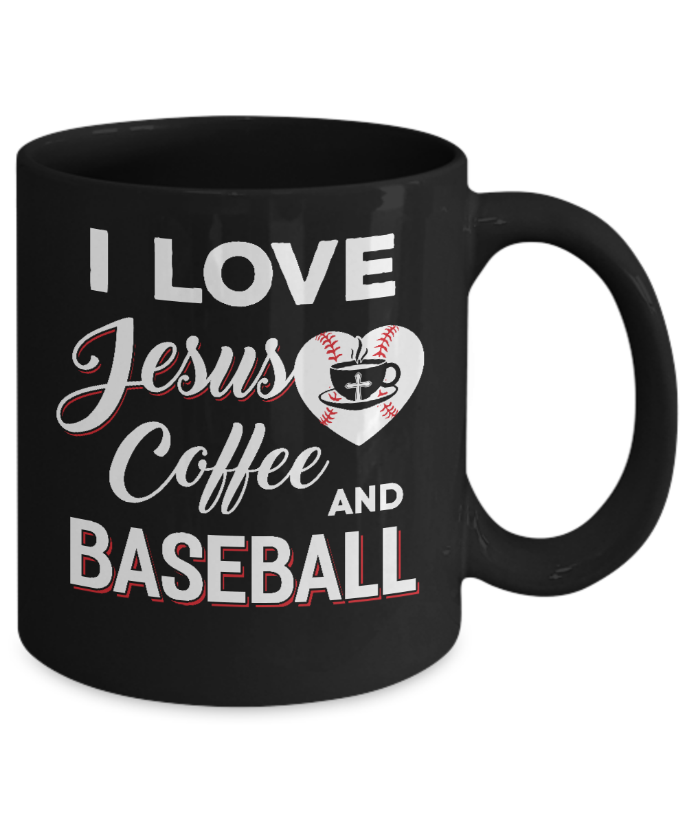 I Love Jesus Coffee & Baseball Mug-Coffee Mug-11oz Mug-Black