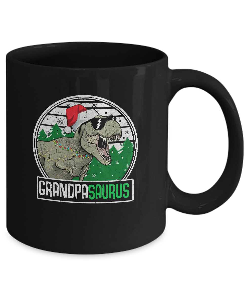 Grandpasaurus Grandpa Dinosaur T-Rex Family Christmas Mug-Coffee Mug-11oz Mug-Black