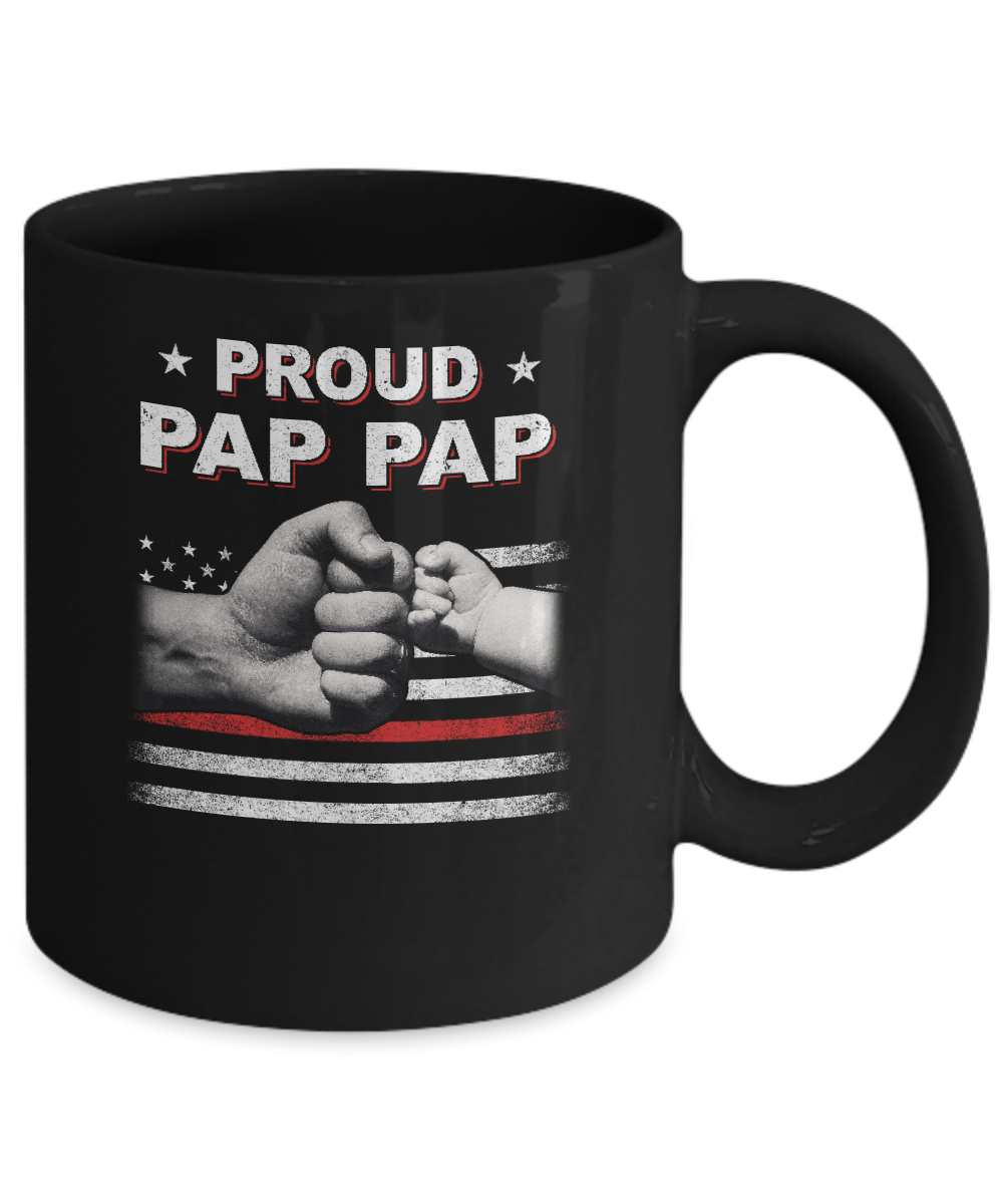 Proud Pap Pap Fireman Firefighter Thin Red Line Flag Fathers Day Mug-Coffee Mug-11oz Mug-Black