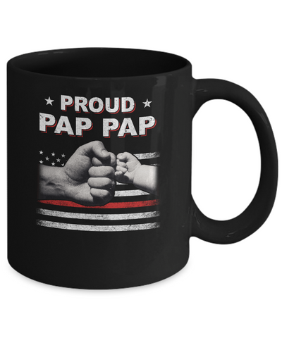 Proud Pap Pap Fireman Firefighter Thin Red Line Flag Fathers Day Mug-Coffee Mug-11oz Mug-Black