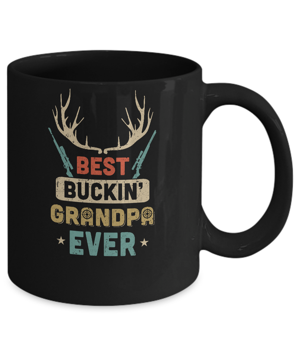 Vintage Best Buckin' Grandpa Ever Deer Hunting Mug-Coffee Mug-11oz Mug-Black