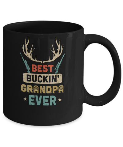 Vintage Best Buckin' Grandpa Ever Deer Hunting Mug-Coffee Mug-11oz Mug-Black