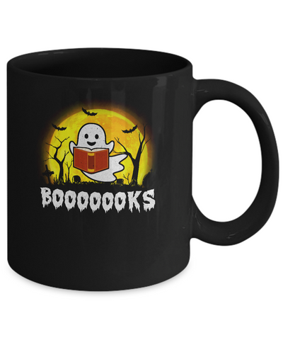 Funny Ghost Booooooks Read Books Boo Halloween Gift Mug-Coffee Mug-11oz Mug-Black