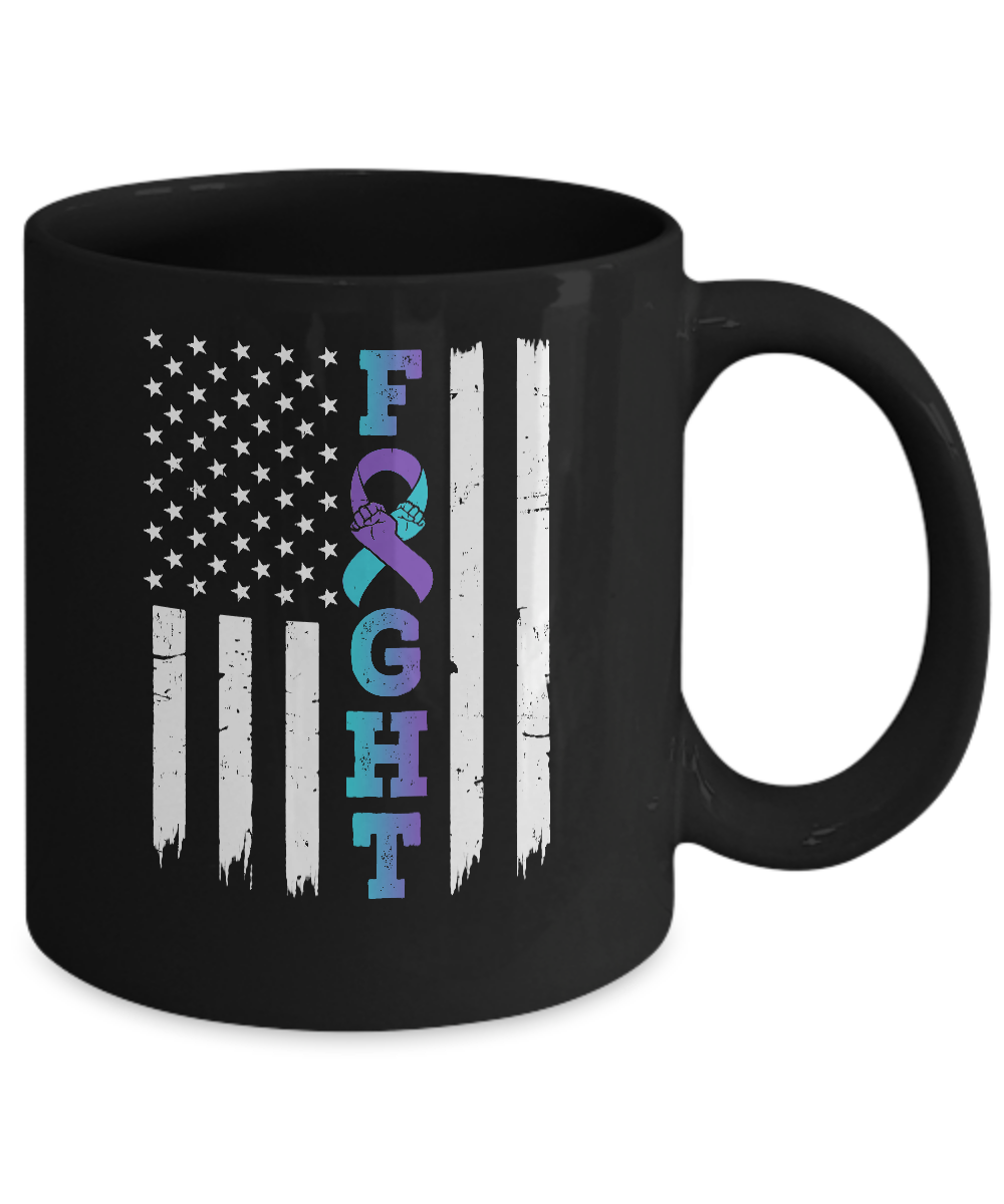 Suicide Prevention Awareness American Flag Distressed Mug-Coffee Mug-11oz Mug-Black