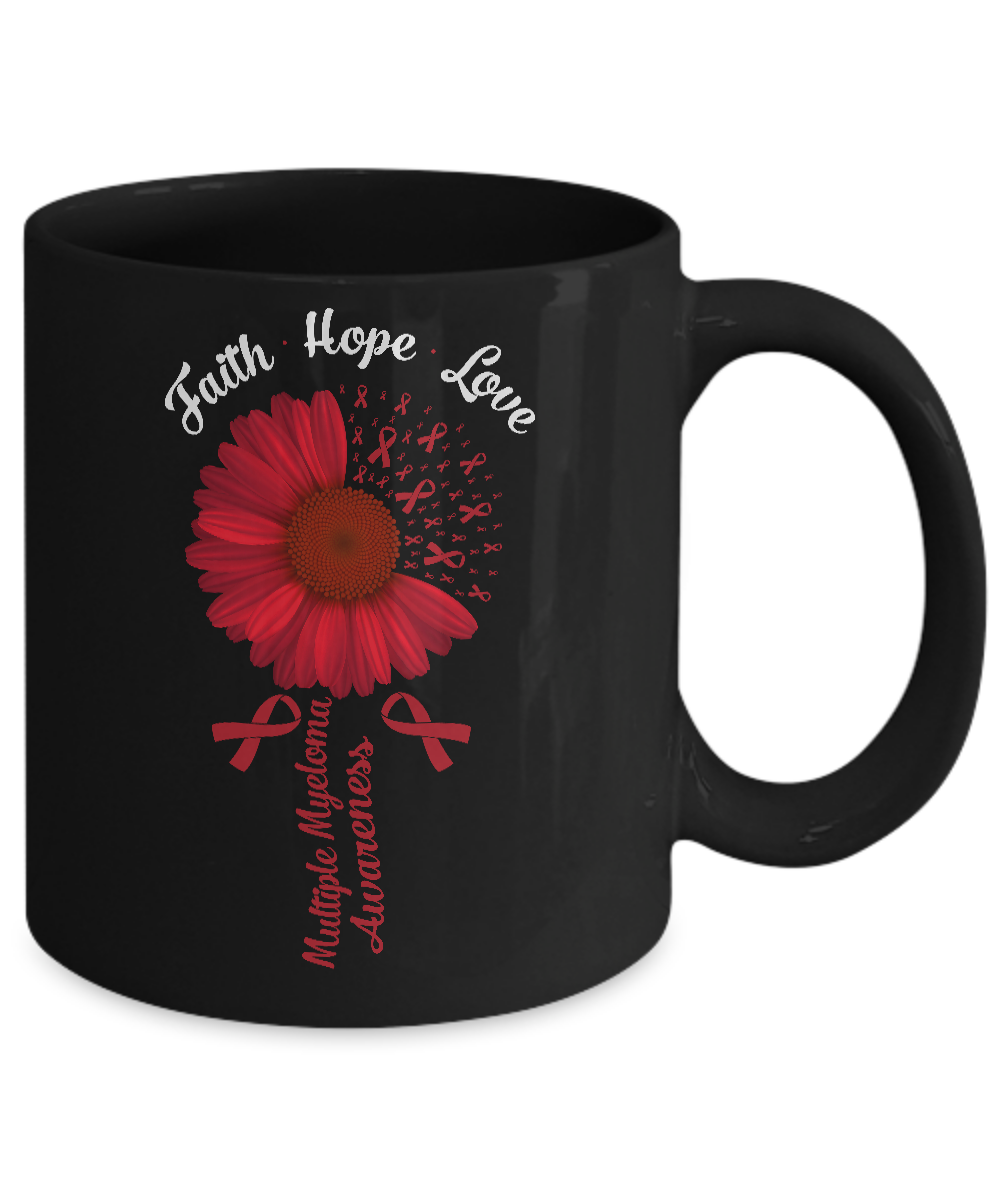 Faith Hope Love Burgundy Multiple Myeloma Awareness Mug-Coffee Mug-11oz Mug-Black