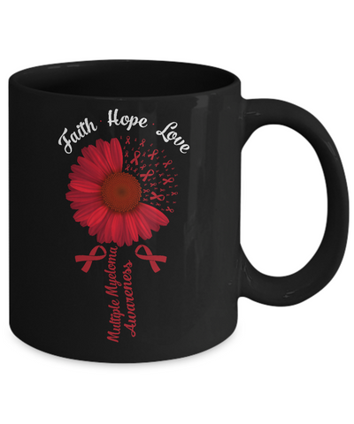 Faith Hope Love Burgundy Multiple Myeloma Awareness Mug-Coffee Mug-11oz Mug-Black