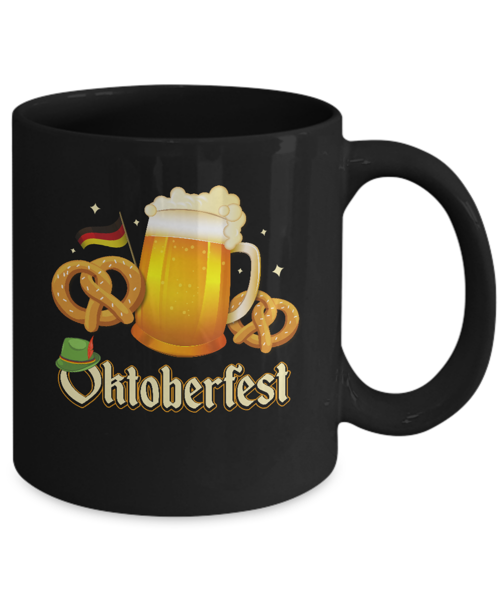 Oktoberfest Beer Pretzel Lederhosen Germany Mug-Coffee Mug-11oz Mug-Black