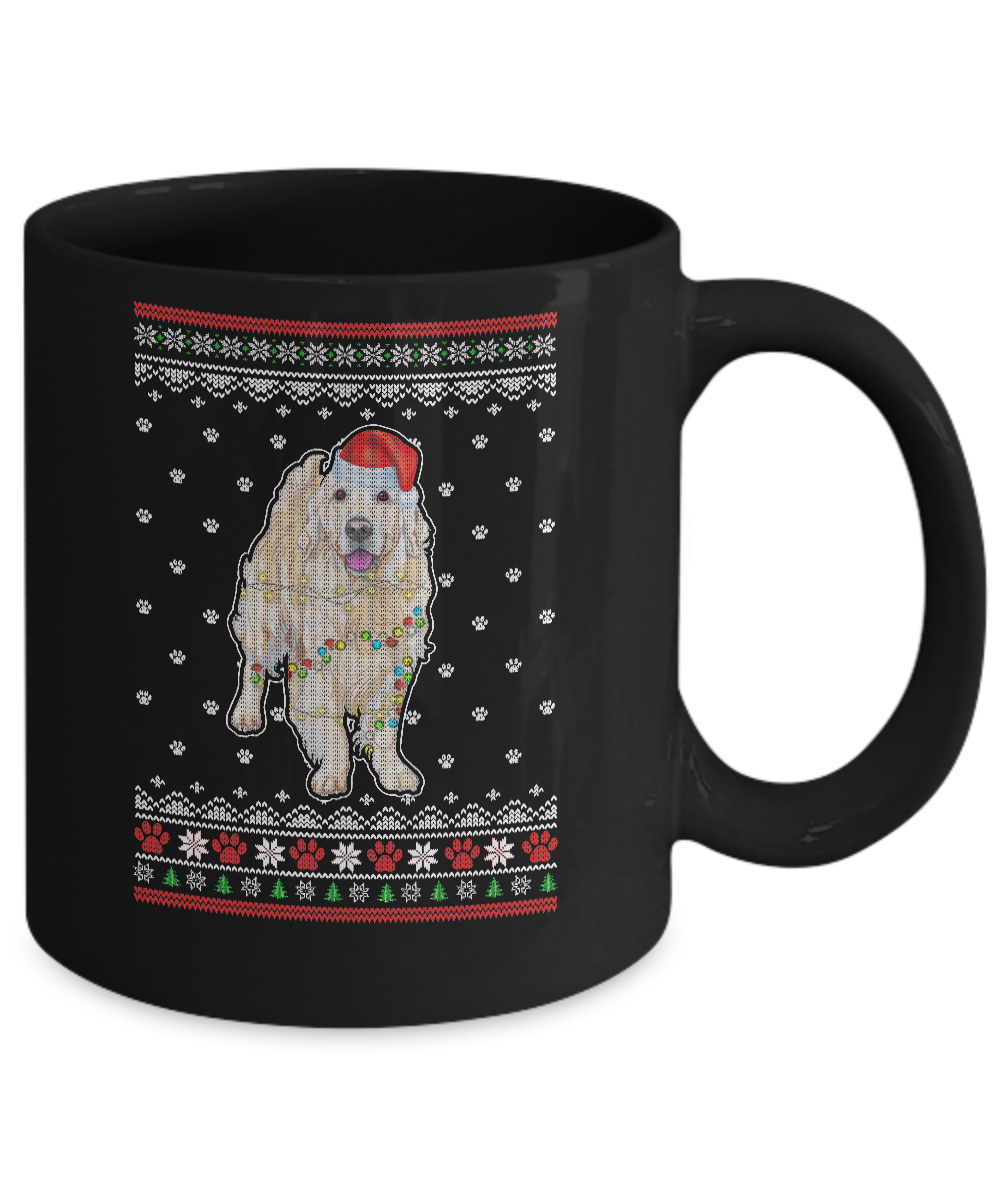 Golden Retriever Christmas Ugly Sweater Lights Dog Xmas Gift Mug-Coffee Mug-11oz Mug-Black