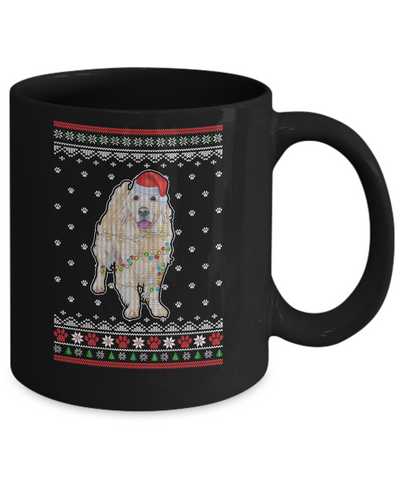 Golden Retriever Christmas Ugly Sweater Lights Dog Xmas Gift Mug-Coffee Mug-11oz Mug-Black