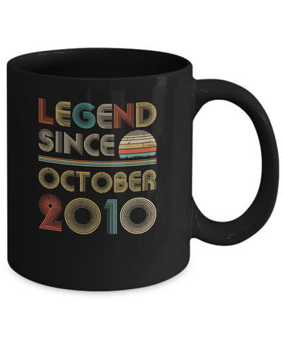 Legend Since October 2010 Vintage 11th Birthday Gifts Youth Mug-Coffee Mug-11oz Mug-Black