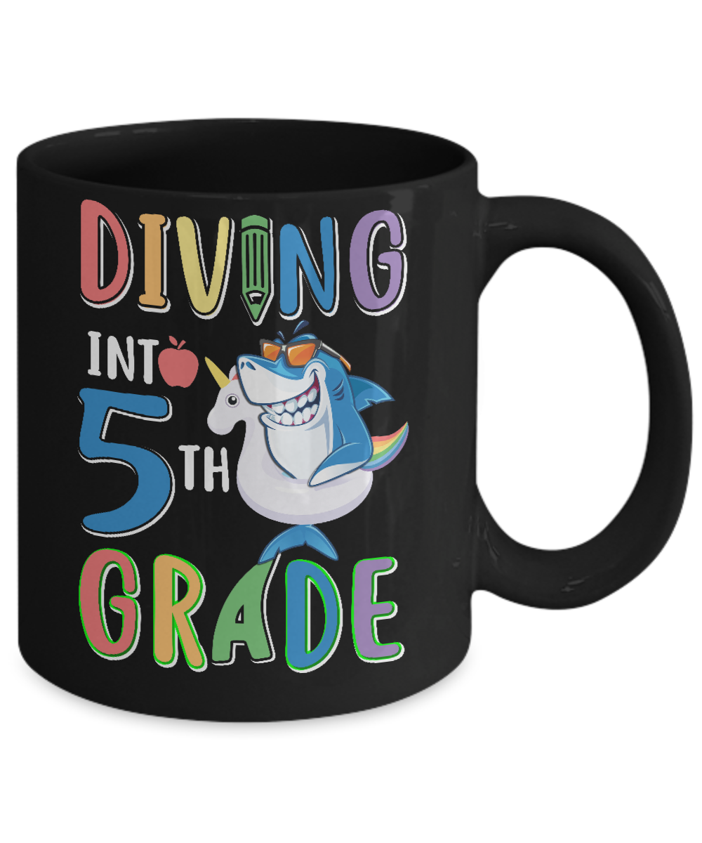 Diving Into 5th Grade Back To School Shark Mug-Coffee Mug-11oz Mug-Black
