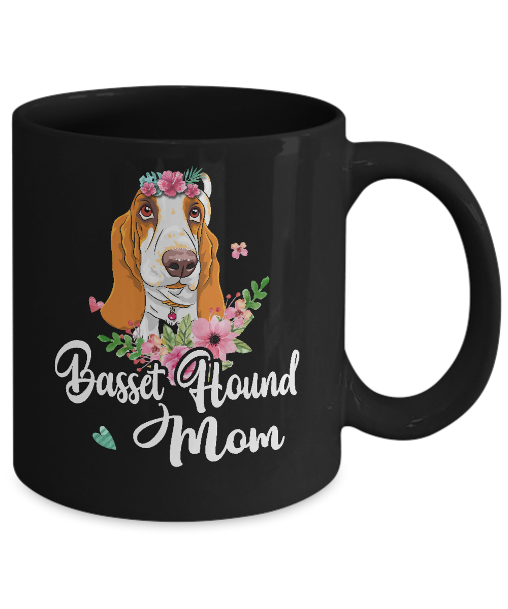 Basset Hound Mom Funny Dog Mom Gift Idea Mug-Coffee Mug-11oz Mug-Black