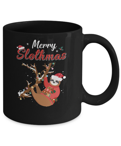 Merry Slothmas Christmas Pajama For Sloth Lovers Mug-Coffee Mug-11oz Mug-Black