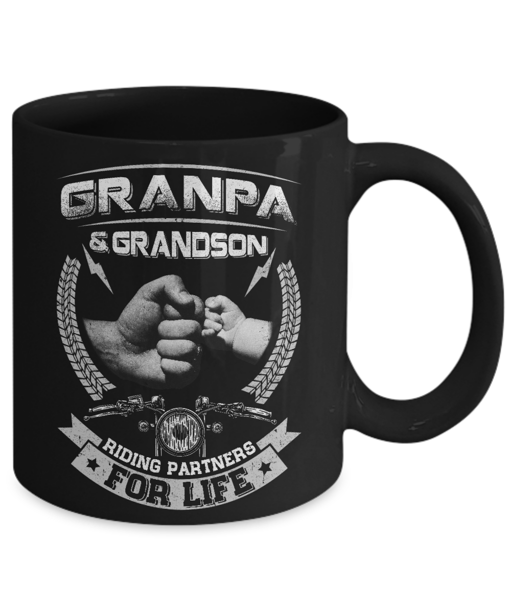 Motocross Grandpa And Grandson Riding Partners For Life Mug-Coffee Mug-11oz Mug-Black
