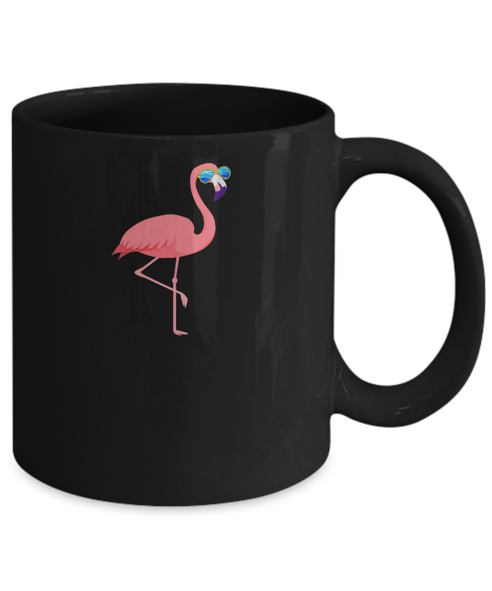 Resting Beach Face Flamingo Summer With Sunglasses Mug-Coffee Mug-11oz Mug-Black