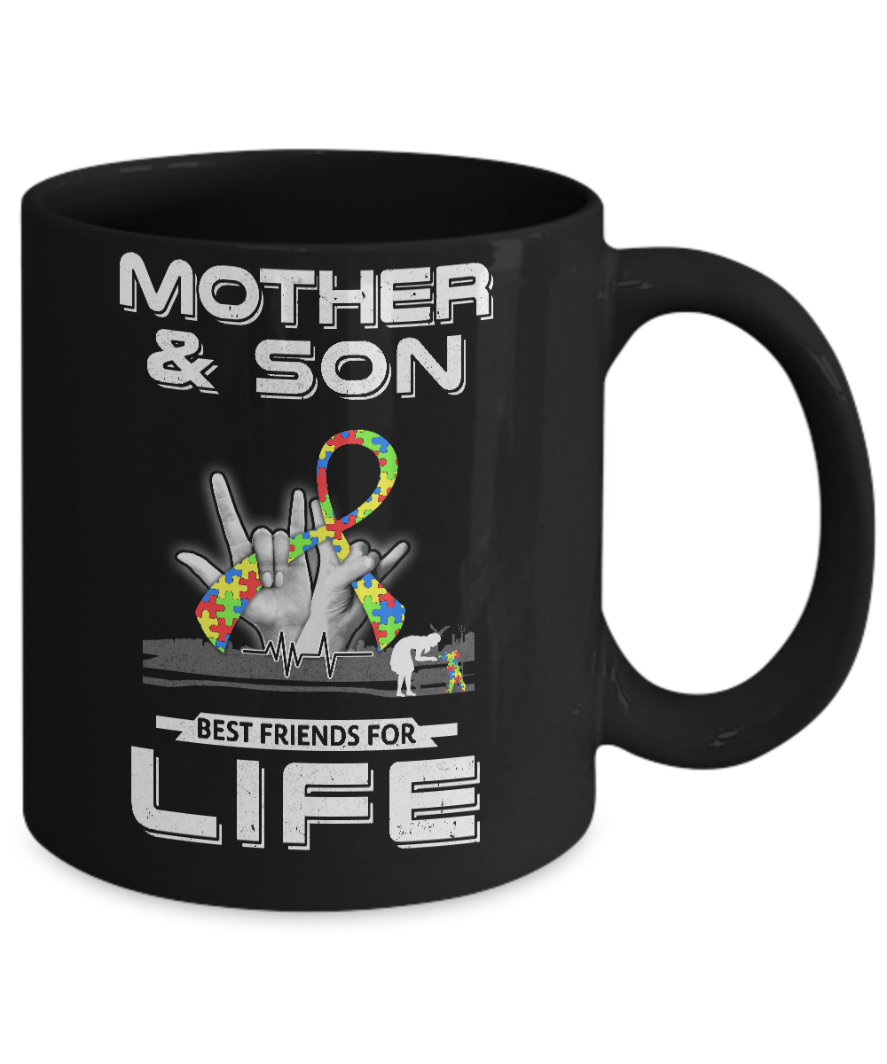 Mother And Son Best Friends For Life Autism Awareness Mug-Coffee Mug-11oz Mug-Black