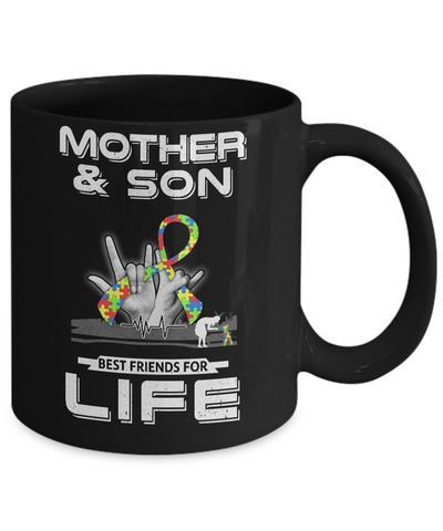 Mother And Son Best Friends For Life Autism Awareness Mug-Coffee Mug-11oz Mug-Black
