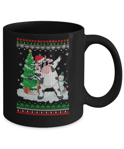 Santa Hat Cow Dabbing Christmas Ugly Sweater Mug-Coffee Mug-11oz Mug-Black