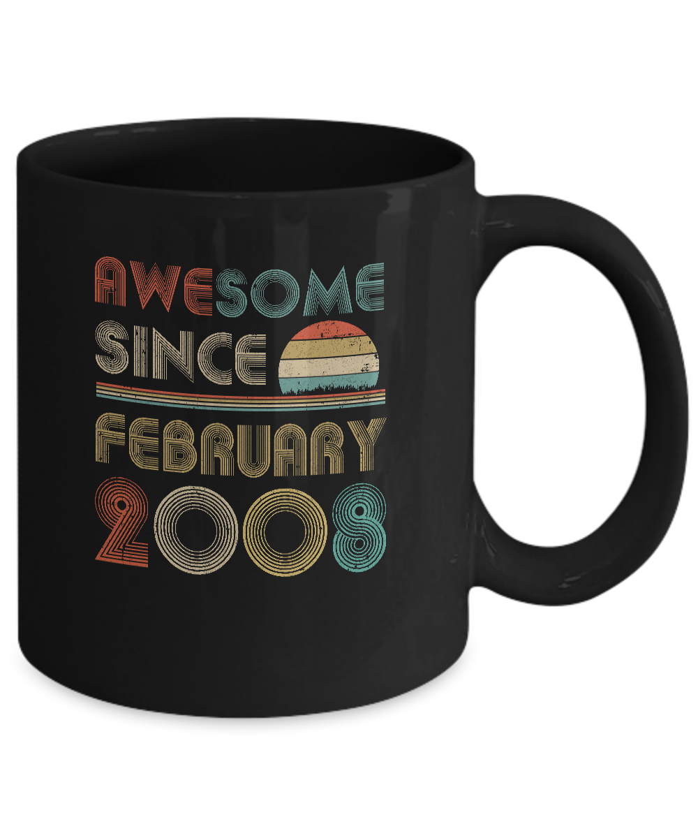 Awesome Since February 2008 Vintage 13th Birthday Gifts Youth Mug-Coffee Mug-11oz Mug-Black