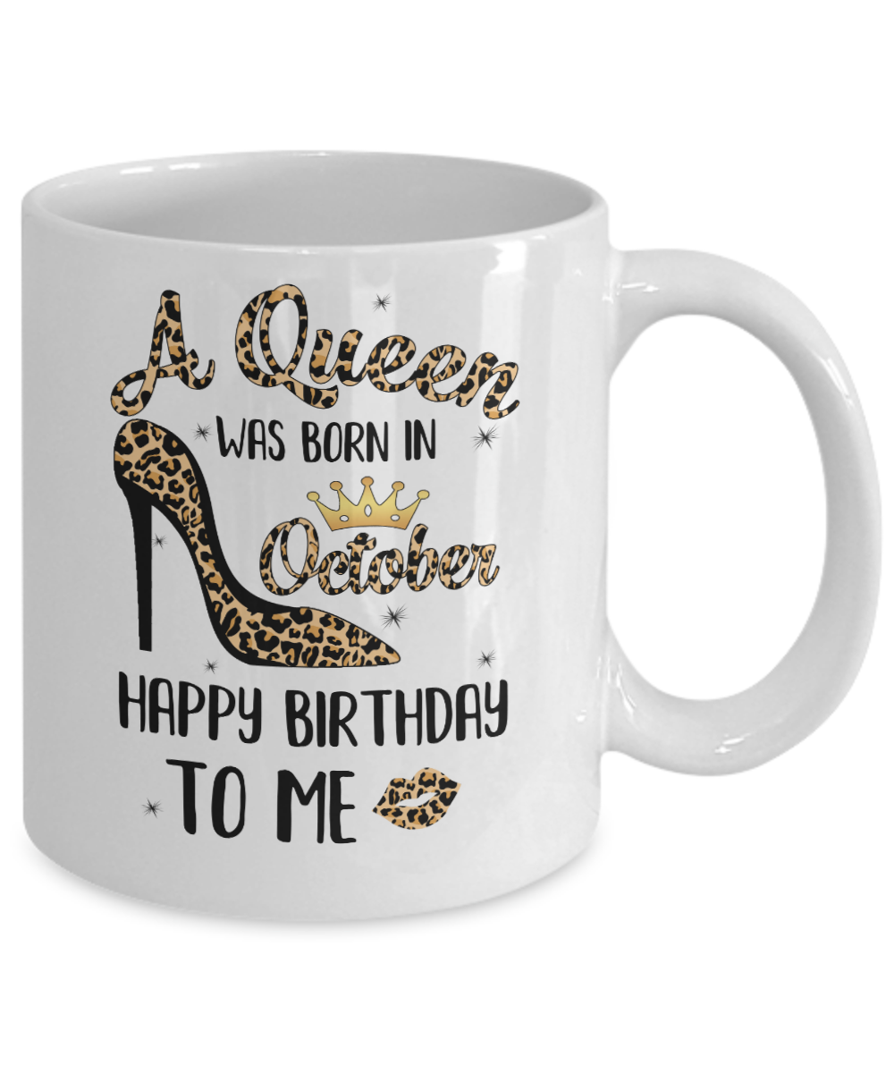 Born In October Girl Leopard High Heels Birthday Women Gift Mug-Coffee Mug-11oz Mug-White