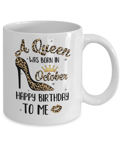 Born In October Girl Leopard High Heels Birthday Women Gift Mug-Coffee Mug-11oz Mug-White