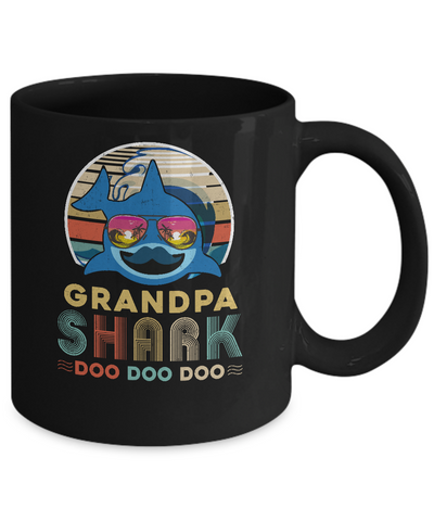 Retro Vintage Grandpa Shark Doo Doo Doo Mug-Coffee Mug-11oz Mug-Black