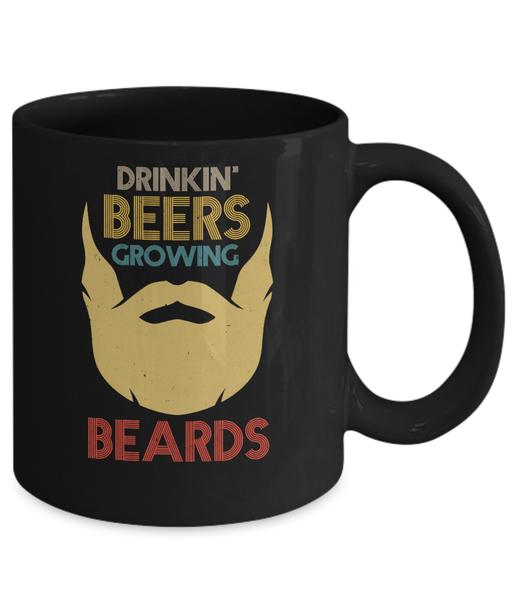 Vintage Funny Drinking Beers Growing Beards Mug-Coffee Mug-11oz Mug-Black