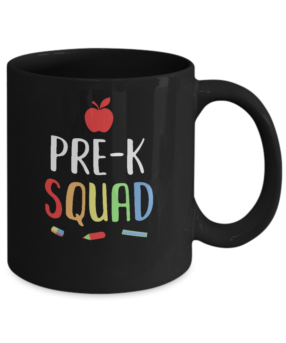 Pre-K Preschool Squad Back To School Teacher Gift Mug-Coffee Mug-11oz Mug-Black