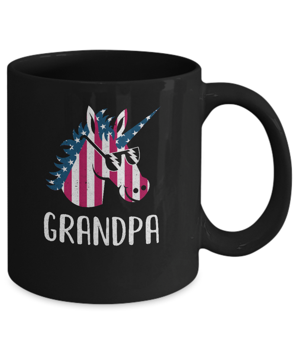 Patriotic Grandpa Unicorn Americorn 4Th Of July Mug-Coffee Mug-11oz Mug-Black