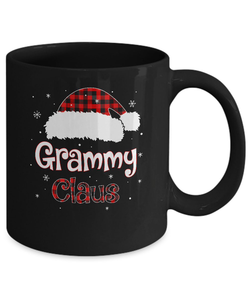 Santa Grammy Claus Red Plaid Family Pajamas Christmas Gift Mug-Coffee Mug-11oz Mug-Black