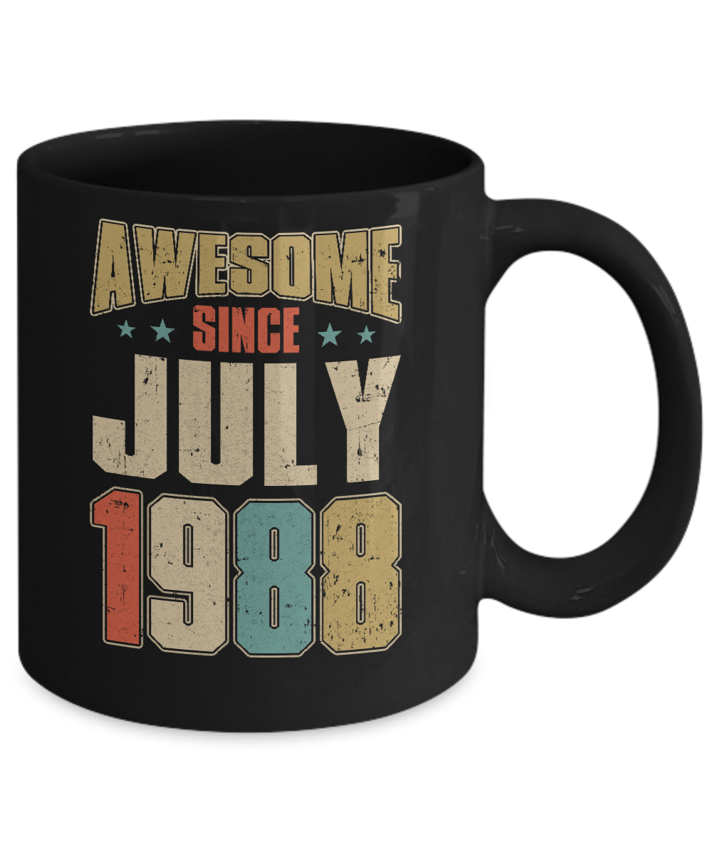 Vintage Retro Awesome Since July 1988 33th Birthday Mug-Coffee Mug-11oz Mug-Black