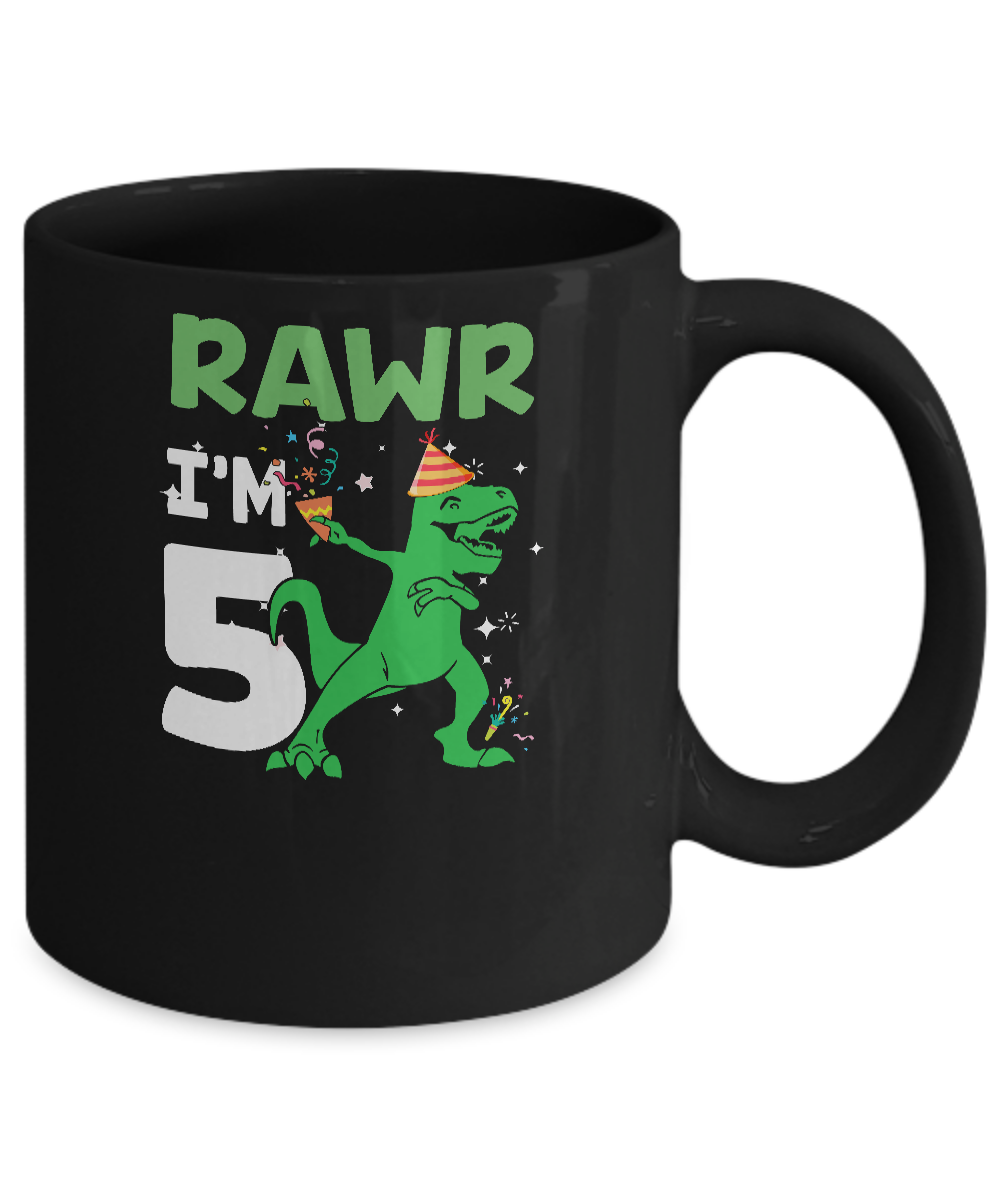 Rawr I'm 7 Birthday Gifts 2014 Dinosaur For Boys Youth Mug-Coffee Mug-11oz Mug-Black