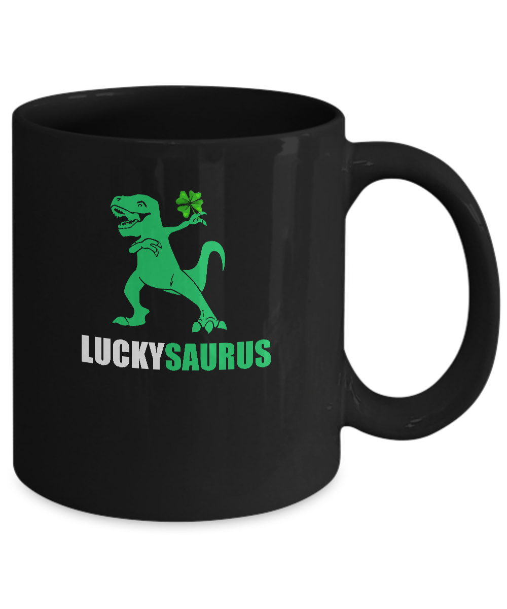Irish Dinosaur Leprechaun St Patricks Day Luckysaurus Mug-Coffee Mug-11oz Mug-Black