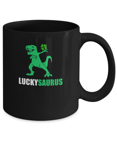 Irish Dinosaur Leprechaun St Patricks Day Luckysaurus Mug-Coffee Mug-11oz Mug-Black