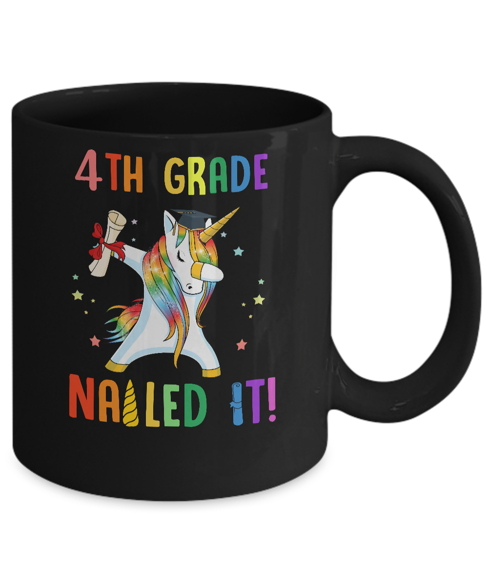 Dabbing 4th Grade Unicorn Nailed It Graduation Class Of 2021 Youth Mug-Coffee Mug-11oz Mug-Black
