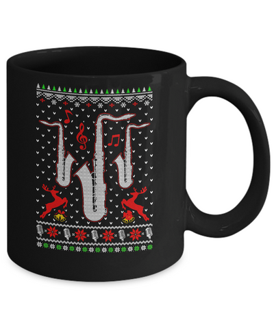 Santa Saxophone Ugly Christmas Sweater Gifts Mug-Coffee Mug-11oz Mug-Black
