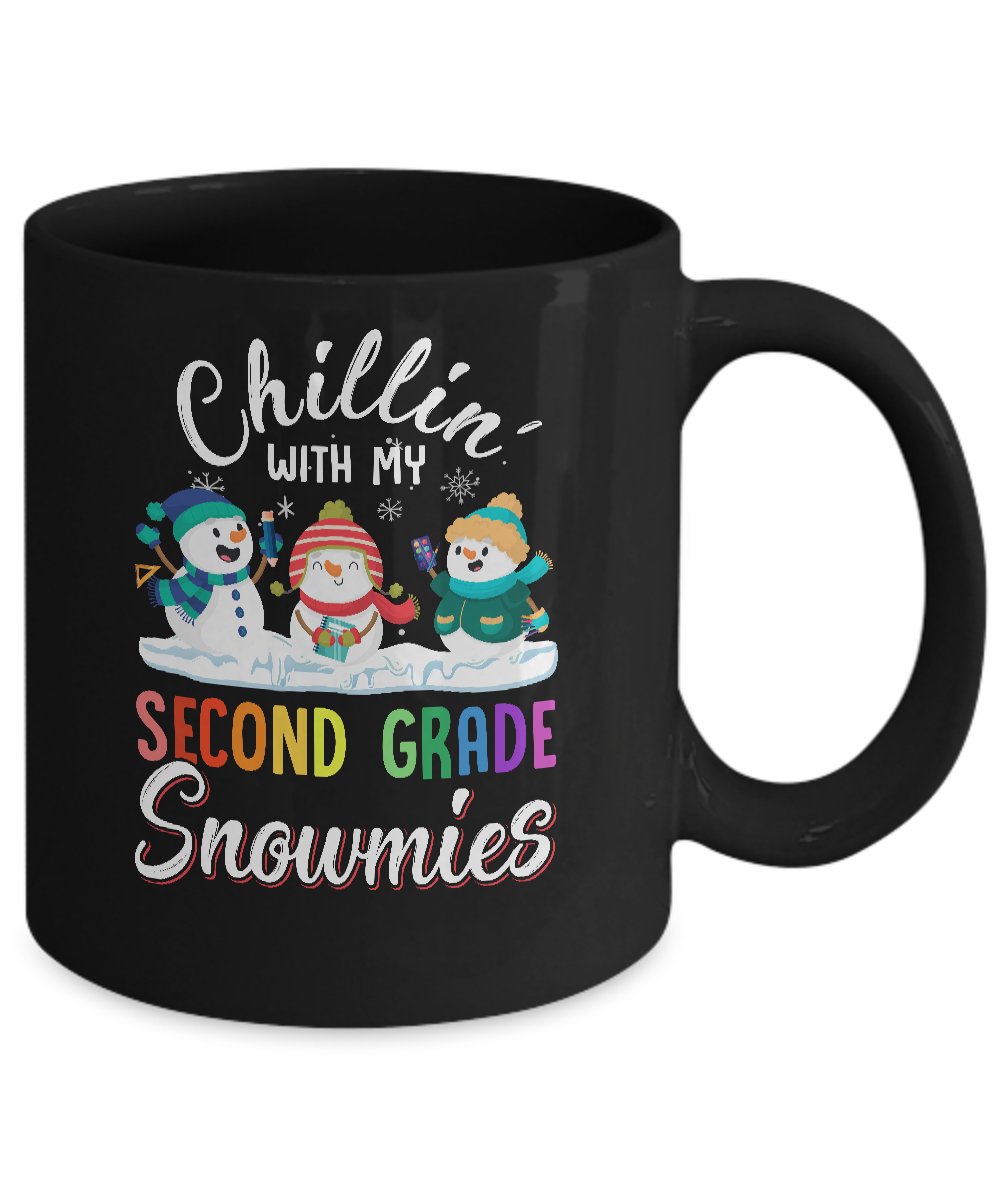 Chillin' With Second Grade Snowmies Christmas Teacher Gifts Mug-Coffee Mug-11oz Mug-Black