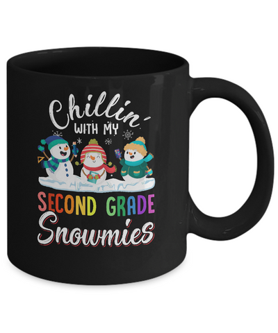 Chillin' With Second Grade Snowmies Christmas Teacher Gifts Mug-Coffee Mug-11oz Mug-Black