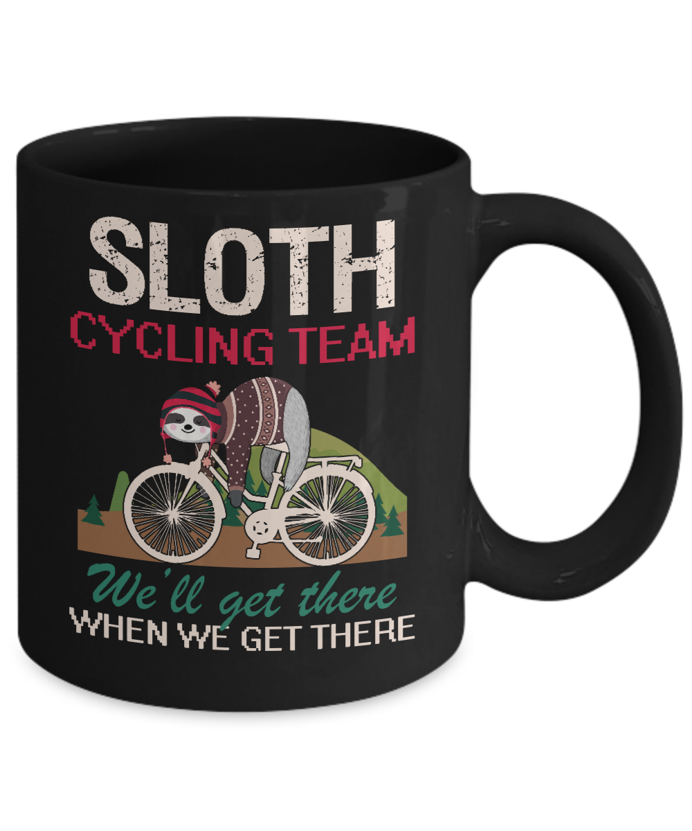 Sloth Cycling Team Lazy Sloth Sleeping On Bicycle Mug-Coffee Mug-11oz Mug-Black