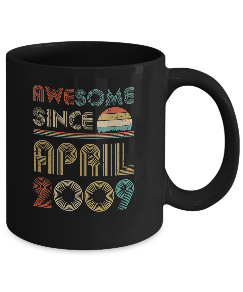 Awesome Since April 2009 Vintage 12th Birthday Gifts Youth Mug-Coffee Mug-11oz Mug-Black