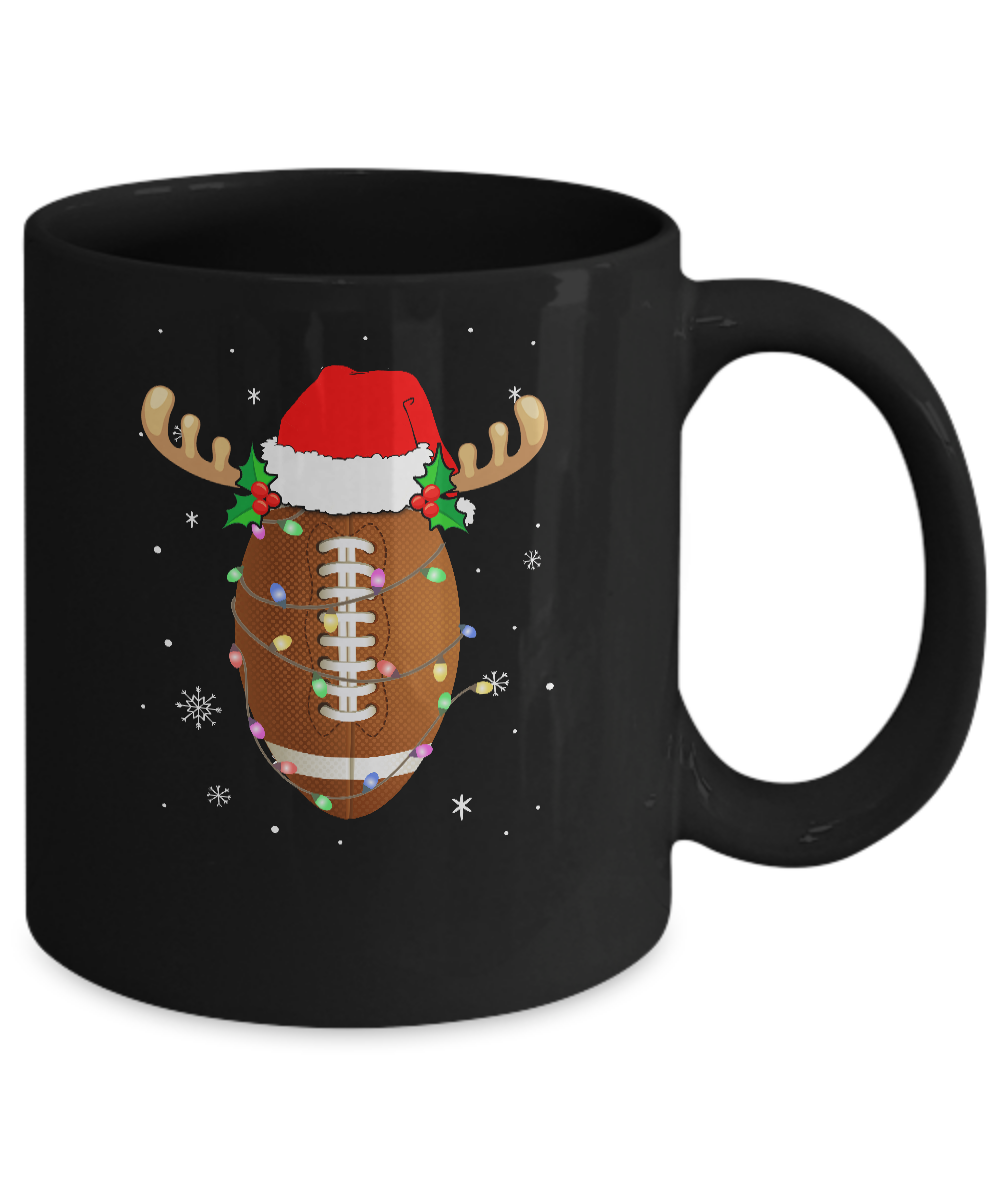 Santa Hat Football Reindeer Christmas Gifts Mug-Coffee Mug-11oz Mug-Black