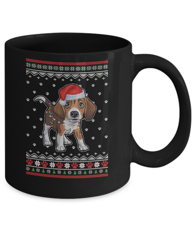 Beagle Christmas Ugly Sweater Lights Dog Xmas Gift Mug-Coffee Mug-11oz Mug-Black